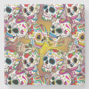 Sugar Skulls Pattern Stone Coaster