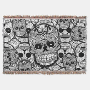 Sugar Skulls Pattern Throw Blanket