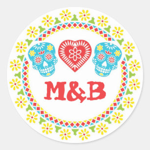 Sugar Skulls round sticker