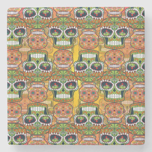 Sugar Skulls Stone Coaster (Front)