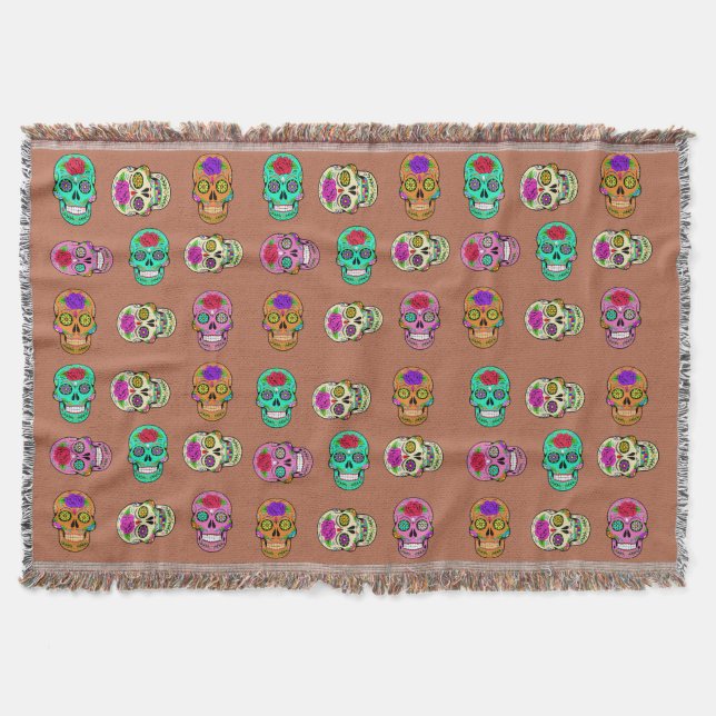 Sugar Skulls Throw Blanket (Front)