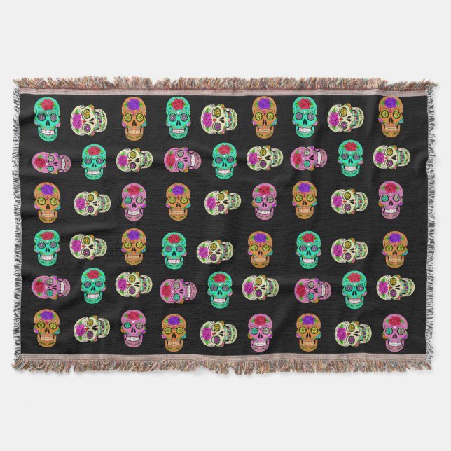 Sugar Skulls Throw Blanket (Front)