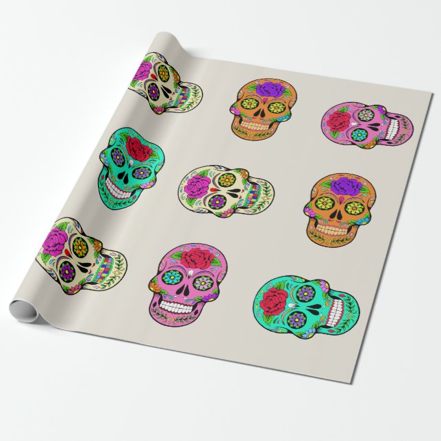 Sugar Skulls Wrapping Paper (Unrolled)