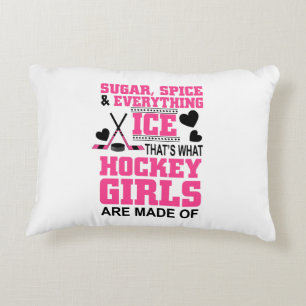sugar spice and everything ice girls hockey decorative cushion