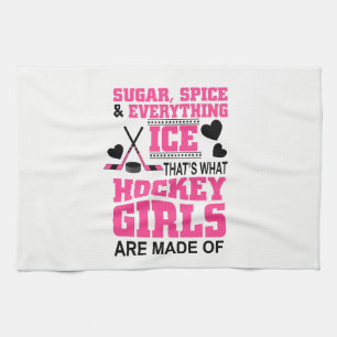 sugar spice and everything ice girls hockey tea towel