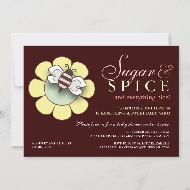 Sugar & Spice Baby Girl Baby Shower Invitation (Front)
