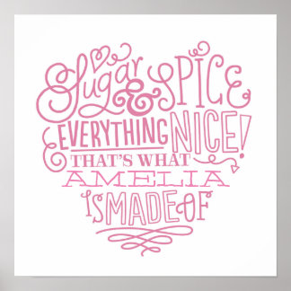 Sugar & Spice Child's Name Art Poster