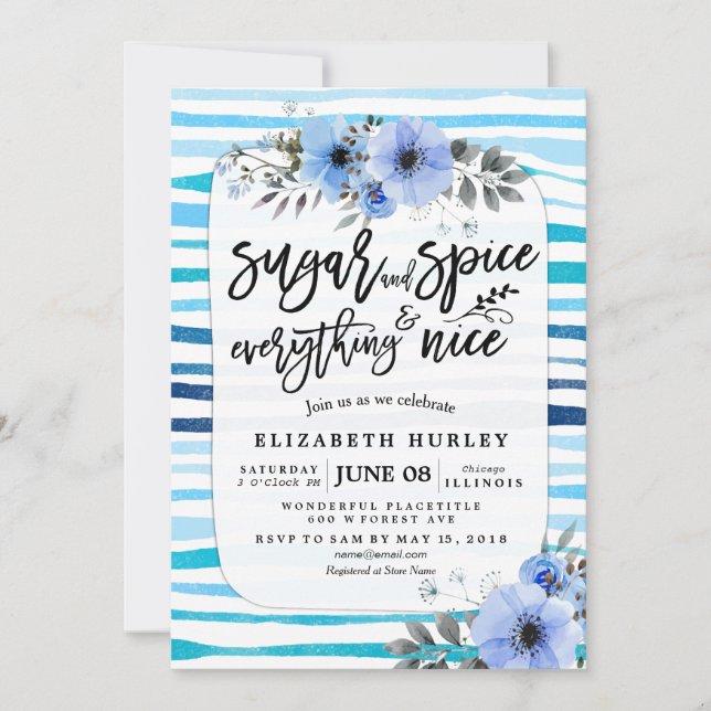 Sugar & Spice & Everything Nice Baby Shower Flower Invitation (Front)