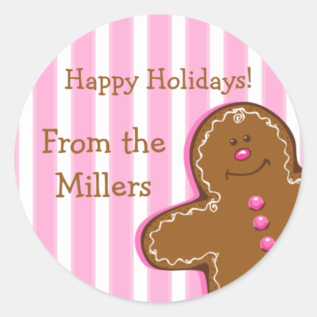 Sugar & Spice Gingerbread Custom Gift Tag Sticker (Front)