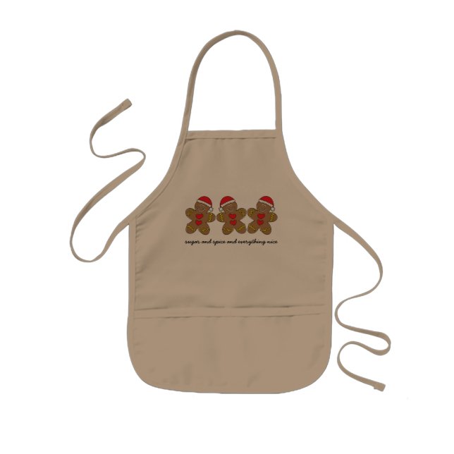 Sugar & Spice Gingerbread Man Triplets Kids Apron (Front)