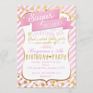 Sugar & Spice Pink Gold Birthday Party Invitation