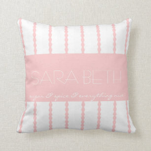 Sugar & Spice &... Pink/White Stripes w Name Cushion