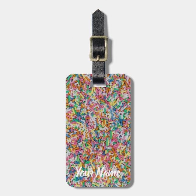 Sugar sprinkles colourful background gift luggage tag (Front Vertical)