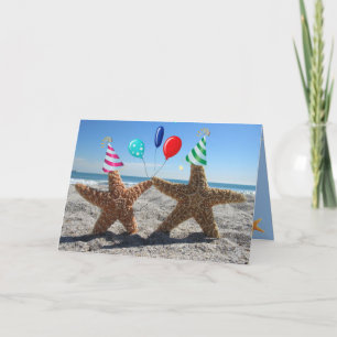 Sugar Starfish On The Beach - Folded Birthday Card