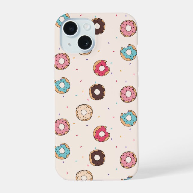 Sugar Sweet Doughnut Pattern iPhone 15 Case (Back)