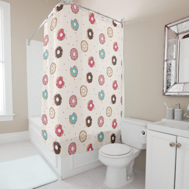Sugar Sweet Doughnut Pattern Shower Curtain (In Situ)
