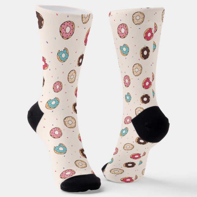 Sugar Sweet Doughnut Pattern Socks (Angled)
