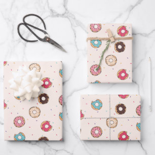 Sugar Sweet Doughnut Pattern Wrapping Paper Sheet