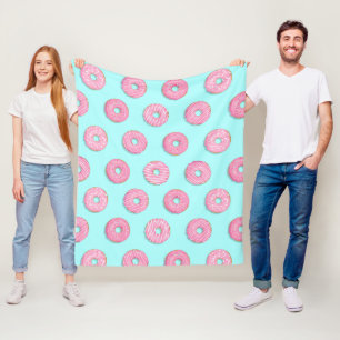 Sugar Sweet Pink Glazed Donuts Fleece Blanket