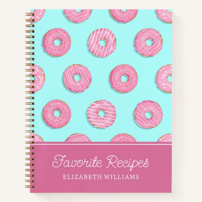 Sugar Sweet Pink Glazed Doughnuts | Favourite Reci Notebook (Front)
