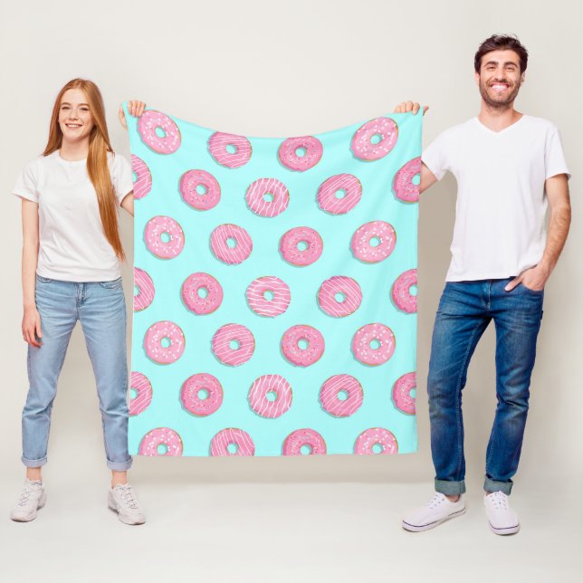 Sugar Sweet Pink Glazed Doughnuts Fleece Blanket (In Situ)