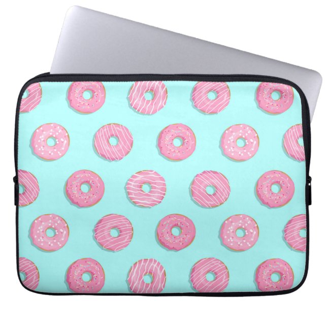 Sugar Sweet Pink Glazed Doughnuts Laptop Sleeve (Front)