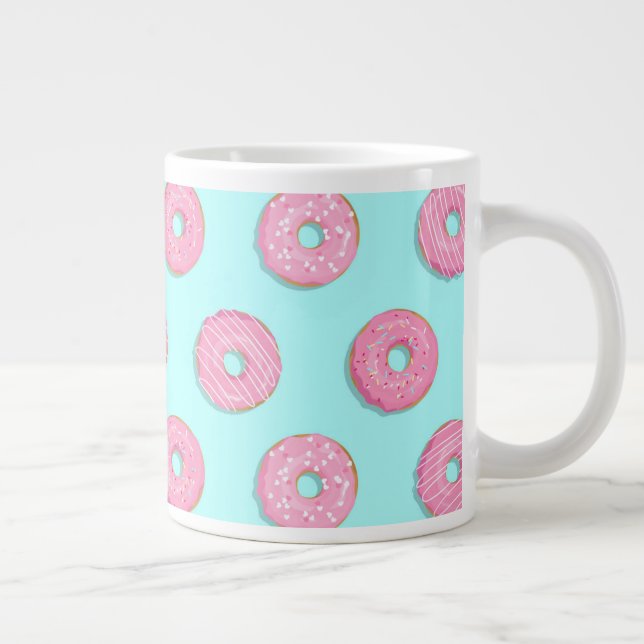 Sugar Sweet Pink Glazed Doughnuts Large Coffee Mug (Right)