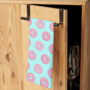Sugar Sweet Pink Glazed Doughnuts Tea Towel