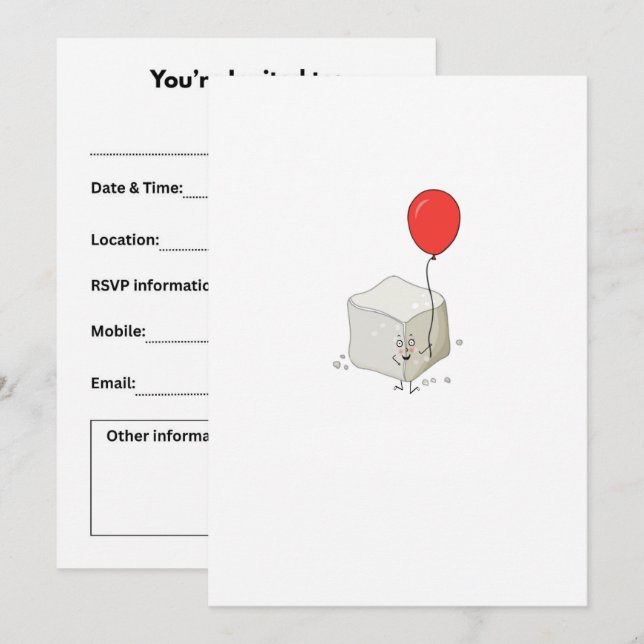 Sugar theme, sugar cube invitation (Front/Back)