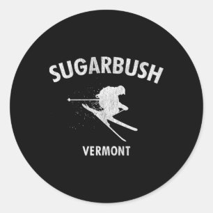 Sugarbush Skiing Tee Vermont Ski Classic Round Sticker
