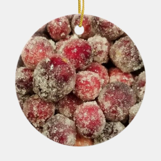 Sugared Cranberries Christmas Ceramic Ornament (Front)