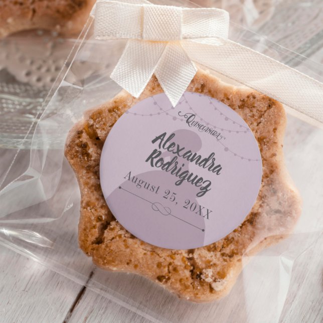 Sugared Plum & Steel Charro Silhouette Quinceanera Classic Round Sticker (Creator Uploaded)