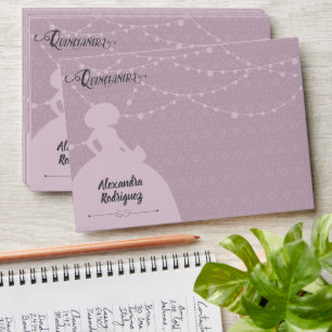 Sugared Plum & Steel Charro Silhouette Quinceanera Envelope
