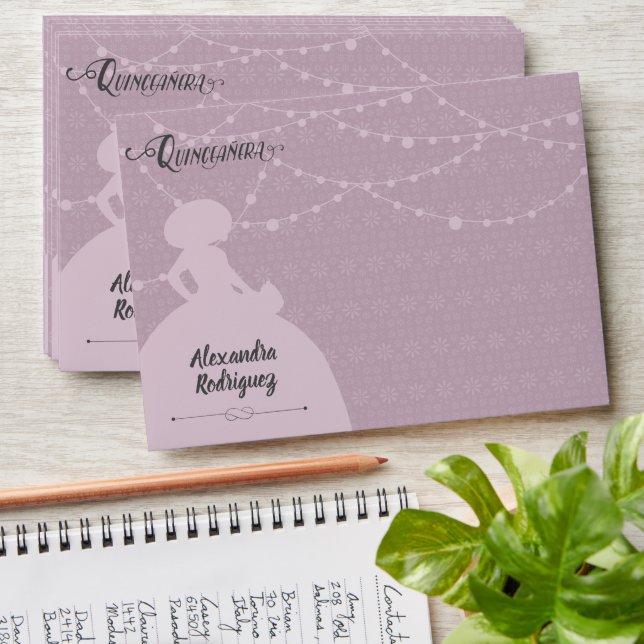 Sugared Plum & Steel Charro Silhouette Quinceanera Envelope (Stacked)