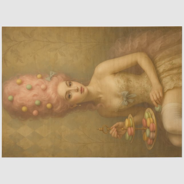 Sugared Silence – Pastel Macaron Rococo Fantasy Tissue Paper (Front)