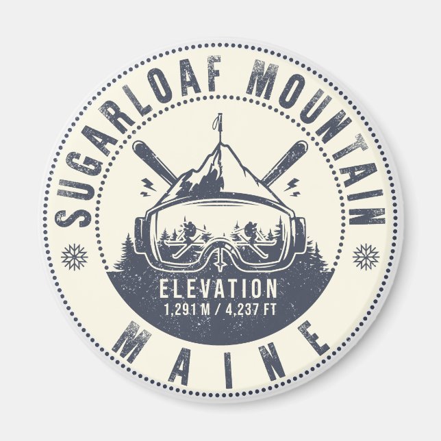 Sugarloaf Maine Mountain Vintage Ski Souvenir  Magnet (Front)