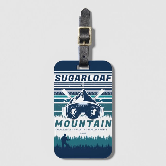 Sugarloaf Mountain Maine Vintage Skiing Souvenirs Luggage Tag (Front Vertical)