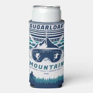 Sugarloaf Mountain Maine Vintage Skiing Souvenirs Seltzer Can Cooler
