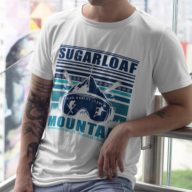 Sugarloaf Mountain Maine Vintage Skiing Souvenirs T-Shirt (Creator Uploaded)