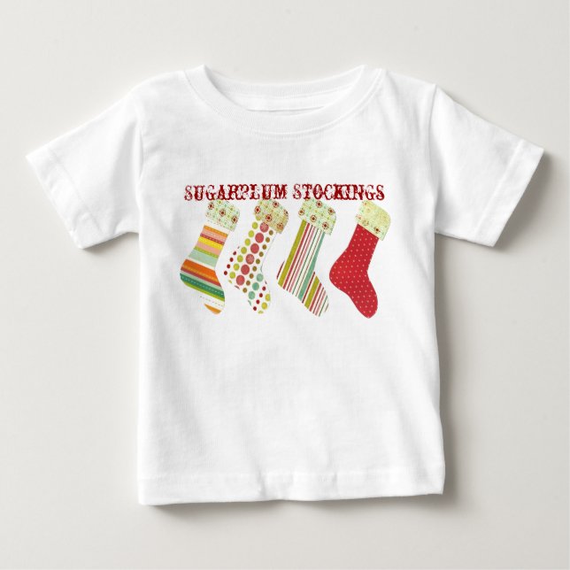Sugarplum Stockings Baby T-Shirt (Front)