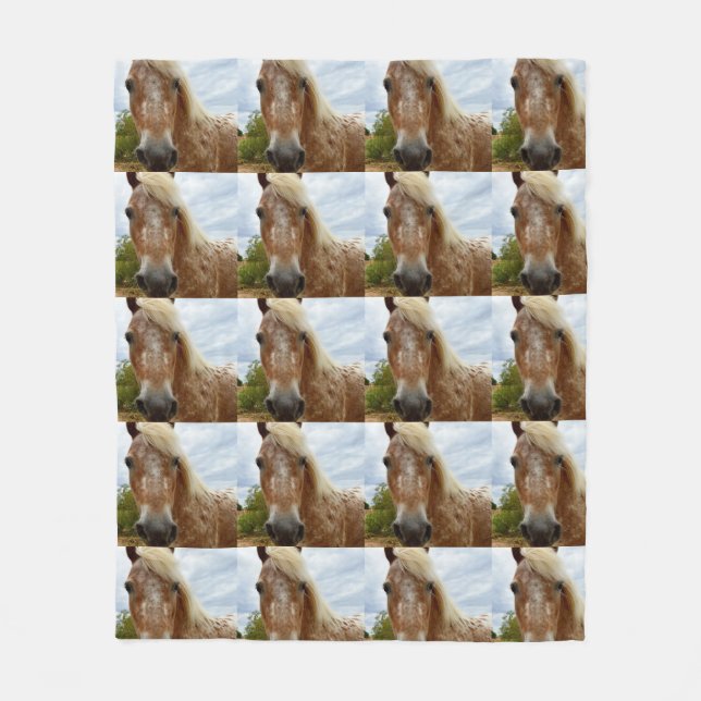 "Sugar's Stride: The Appaloosa's Grace" Fleece Blanket (Front)