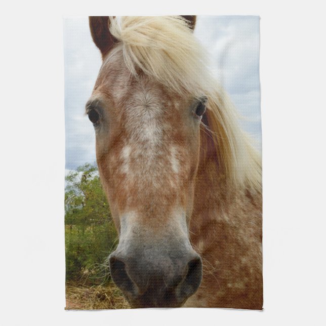"Sugar's Stride: The Appaloosa's Grace" Tea Towel (Vertical)