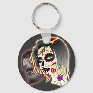 sugarskull lady key ring