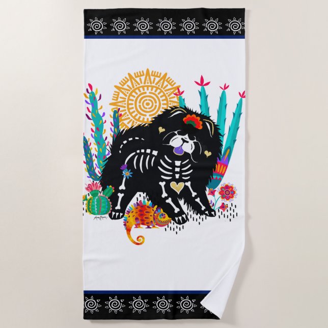 SUGARSKULL NIRVANA Chow Dog   Beach Towel (Front)