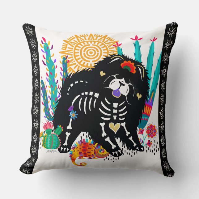 SUGARSKULL NIRVANA  Chow Dog Cushion (Front)