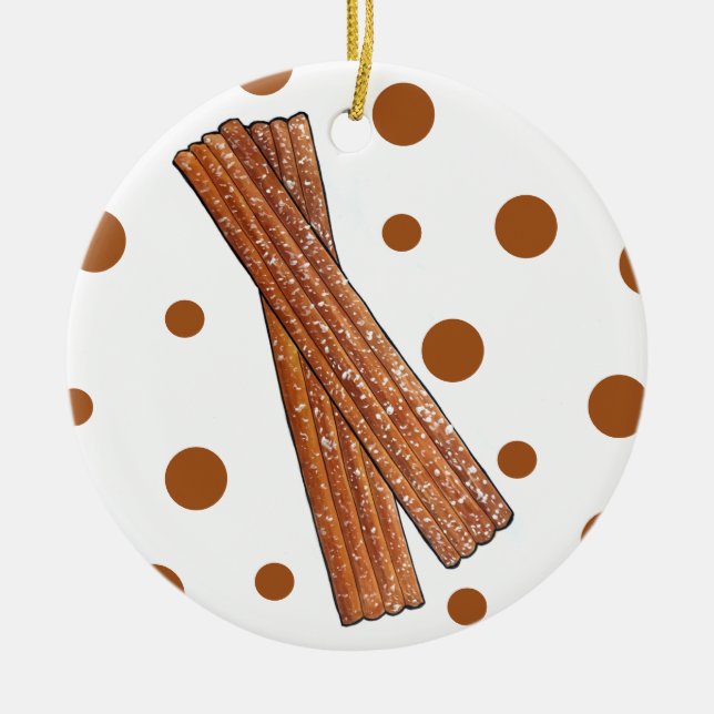 Sugary Churro Fried Dough Pastry Spanish Food Ceramic Ornament (Front)