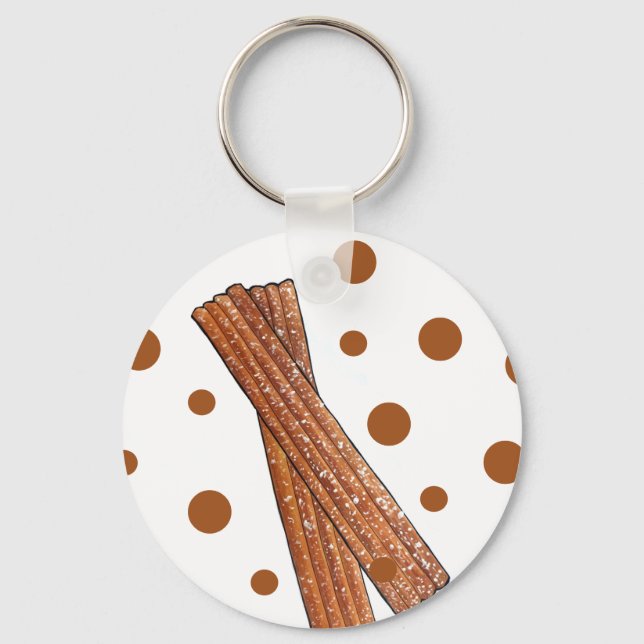 Sugary Churro Fried Dough Pastry Spanish Food Key Ring (Front)