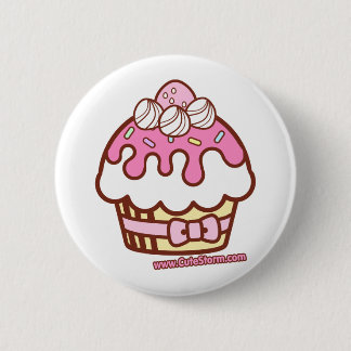 Sugary Cupcake round button in white