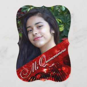 Sugey2 Magic Lights Photo Quinceanera - red Invitation