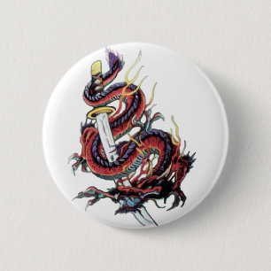 Sui Riu Japanese Dragon Katana 6 Cm Round Badge
